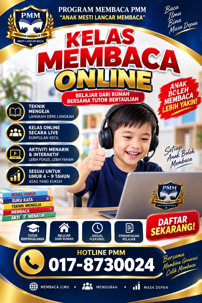 Kelas Membaca Online - belajar dari rumah bersama tutor bertauliah