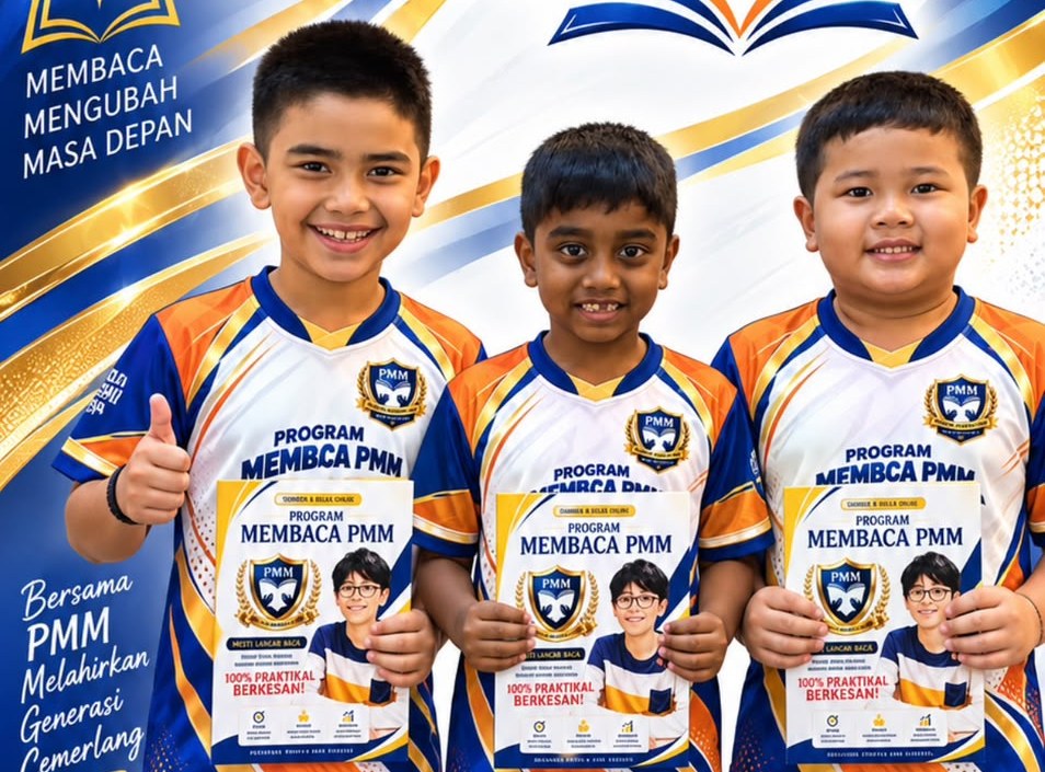 Murid PMM bersama modul Program Membaca PMM